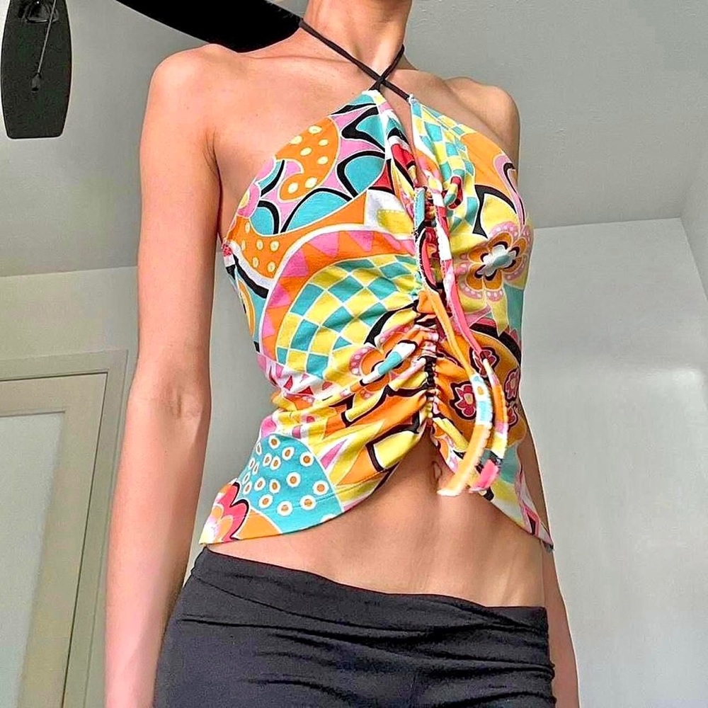 🤎REWORKED ONE OF A KIND RUCHCED BUTTERFLY STYLE MULTI-WAY TOP🤎